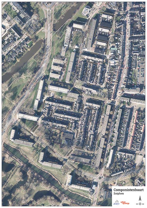 Luchtfoto voor Herinrichting Componistenbuurt